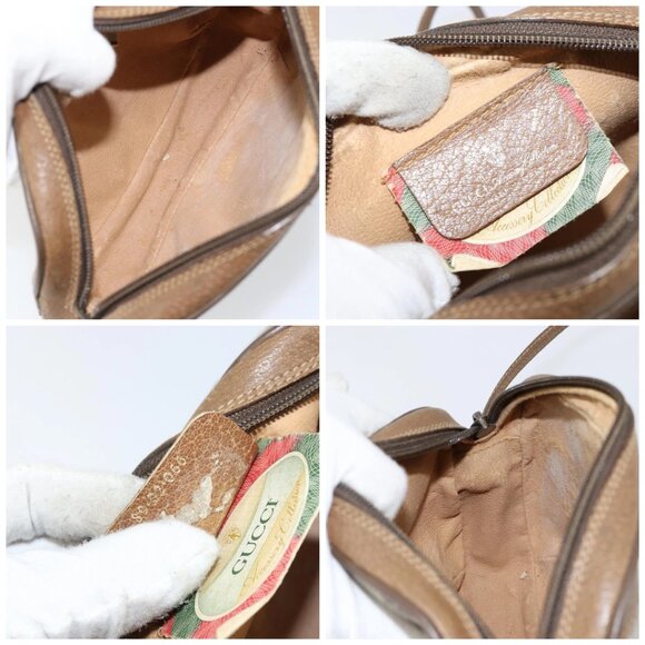 GUCCI GG Supreme Web Sherry Line Bag PVC Beige Gold 89 02 066 Auth BA7117 - Picture 15 of 16